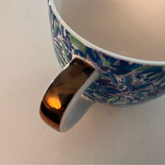 Lilly Pulitzer Gold Handle Blue Lilly Print Ceramic Mug - Picture 6 of 7